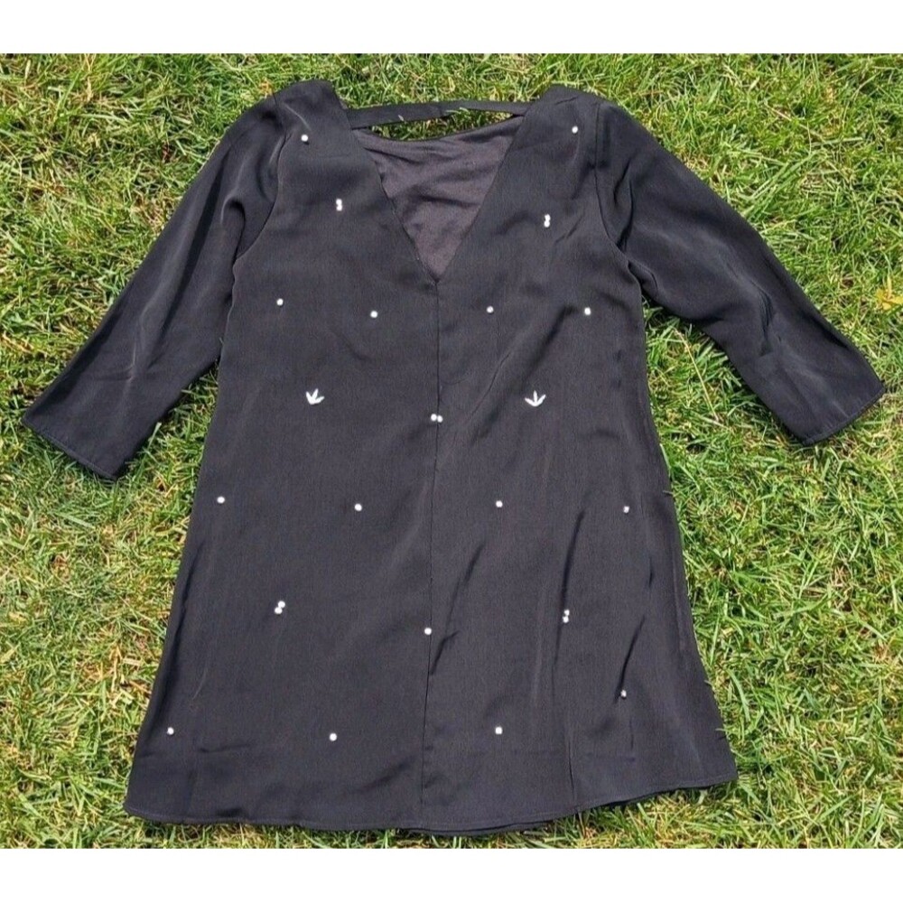 NWT Rhinestone Mini Dress Sparkly Black Embellished Shift Dress Size Small Lined - Picture 4 of 8